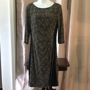 Ralph Lauren Navy and Gold Long Sleeve Dress